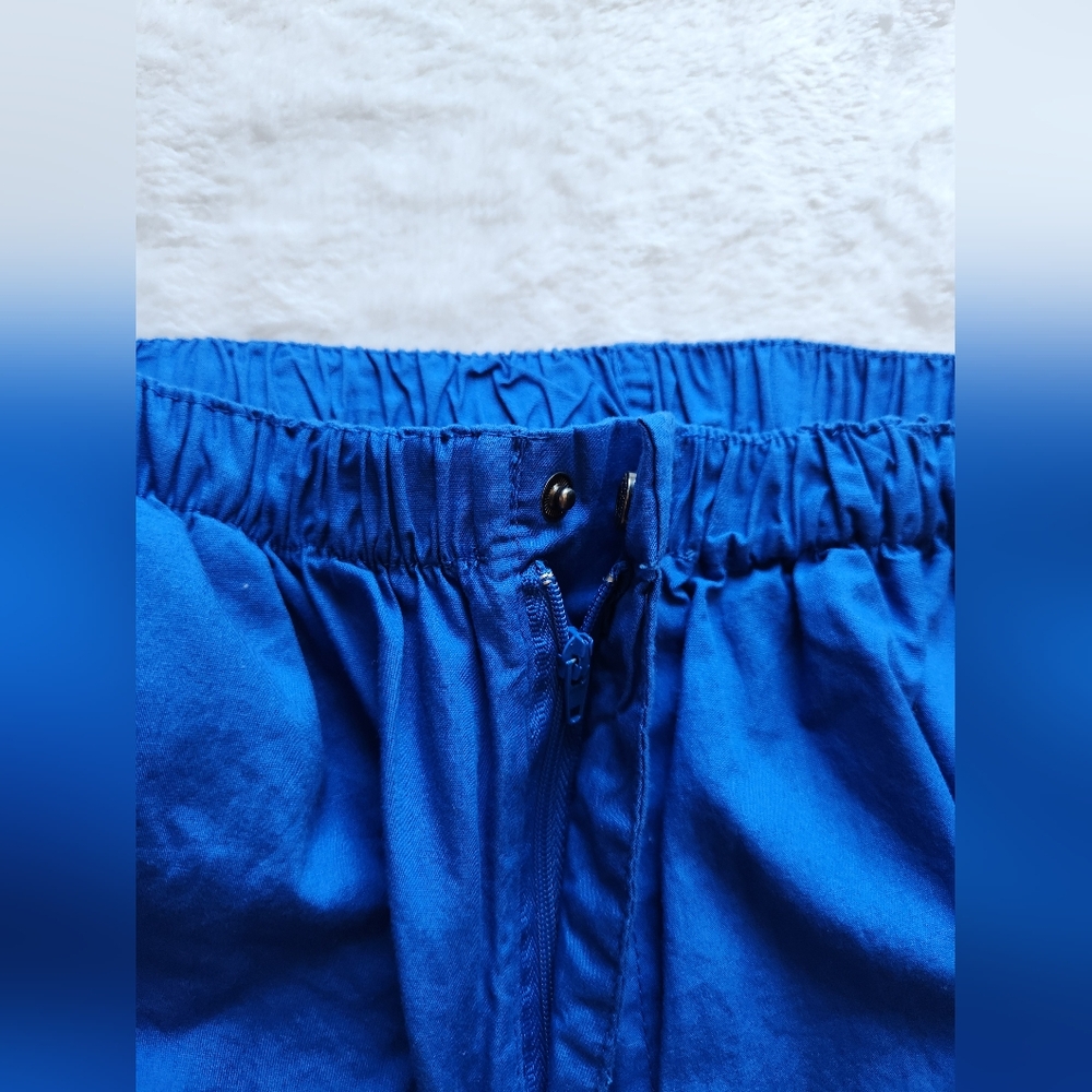 Vibrant Blue Track Pants with Elastic Waistband and Cuffs - Picture 4 of 6